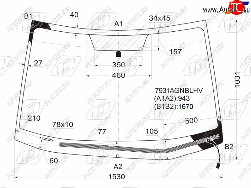 9 299 р. Стекло лобовое (Обогрев щеток) Subaru B9 Tribeca 04-14  Tribeca 07-14 FUYAO 7931AGNBLHV  с доставкой в г. Воронеж