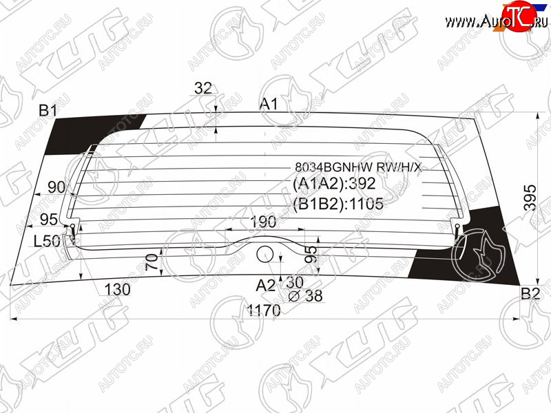 6 999 р. Стекло заднее (Цвет зеленый Обогрев) Opel Agila 07-14  Suzuki Splash 08-15 XYG 8034BGNHW RW/H/X  с доставкой в г. Воронеж