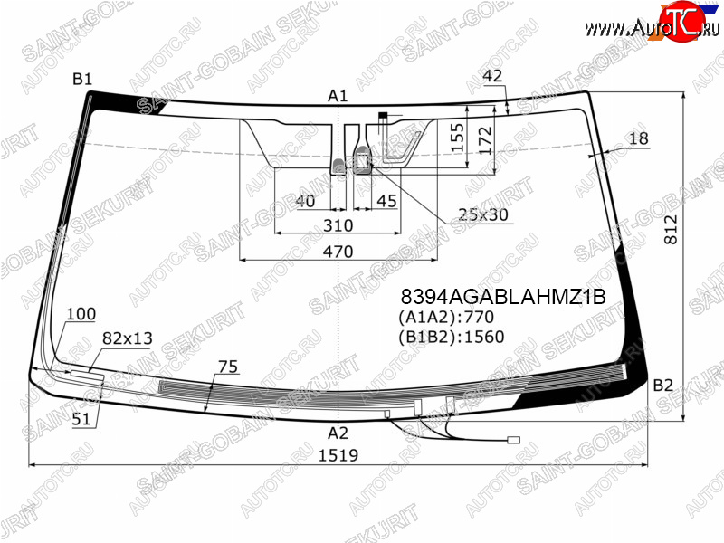 27 749 р. Стекло лобовое (Обогрев щеток Антенна Датчик дождя Молдинг) Toyota Land Cruiser Prado (J150) 09-1 SAINT-GOBAIN SEKURIT 8394AGABLAHMZ1B  с доставкой в г. Воронеж