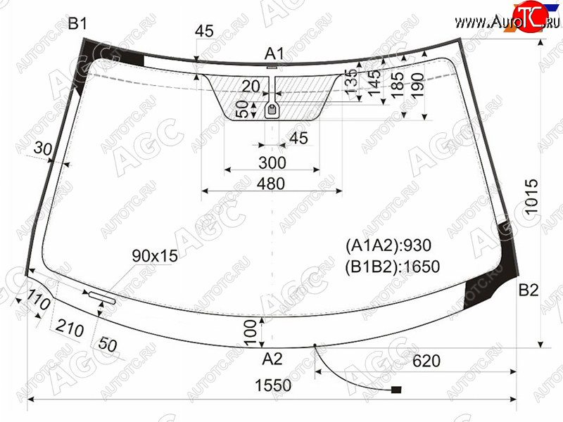 20 399 р. Стекло лобовое с обогревом щеток TOYOTA HIGHLANDERKLUGER 07-13                                      AGC 83G2AGNBLHV  с доставкой в г. Воронеж