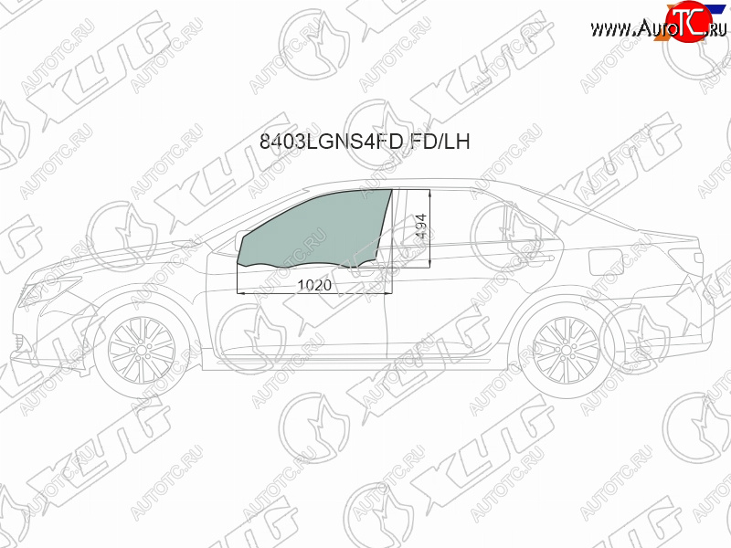 3 079 р. Стекло боковое опускное (Спереди Слева Цвет зеленый Крепления) Toyota Camry (XV50) 11-18  Camry XYG 8403LGNS4FD FD/LH  с доставкой в г. Воронеж