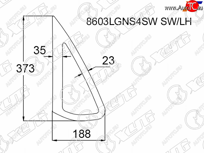 2 349 р. Стекло кузова боковое (не опускное) (Слева Цвет зеленый) Skoda Rapid 20-  Volkswagen Polo 09-20 XYG 8603LGNS4SW SW/LH  с доставкой в г. Воронеж
