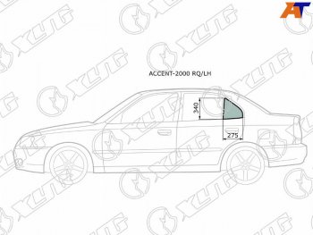 1 029 р. Стекло форточки (уголок) задней левой двери HYUNDAI ACCENT (сборка Россия) 45D 00-12                XYG ACCENT-2000 RQ/LH  с доставкой в г. Воронеж. Увеличить фотографию 1