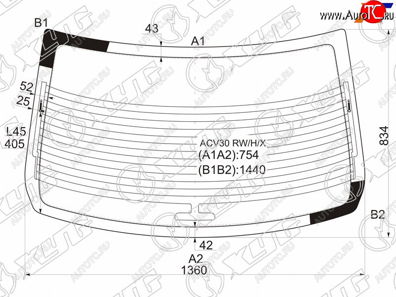 7 999 р. Стекло заднее (Цвет зеленый Обогрев Антенна) Toyota Camry (XV30) 01-06  Camry UAEUSA 01-06 XYG ACV30 RW/H/X  с доставкой в г. Воронеж