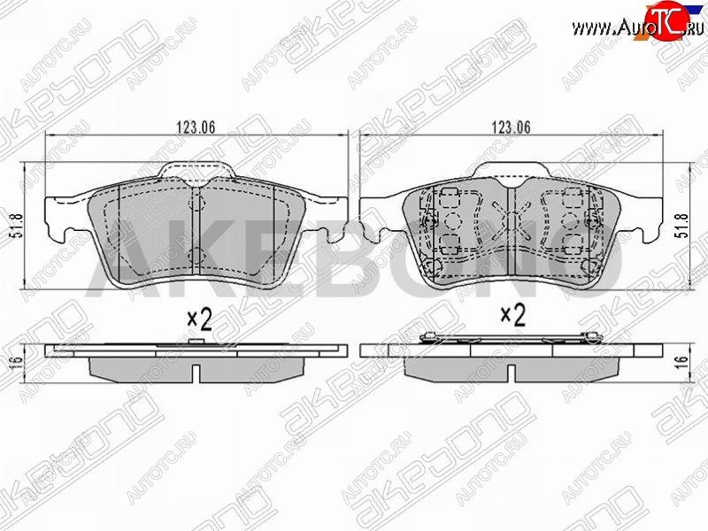 2 279 р. Колодки тормозные задние RH-LH SAT  Ford Focus ( 2,  3,  4 CEW) (2004-2025), Mazda 3/Axela ( BK,  BL) (2003-2013)  с доставкой в г. Воронеж