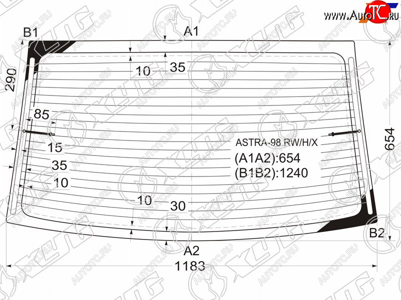 7 199 р. Стекло заднее (Цвет зеленый Обогрев 4D SED) Opel Astra 98-09  Chevrolet Viva 04-08 XYG ASTRA-98 RW/H/X  с доставкой в г. Воронеж
