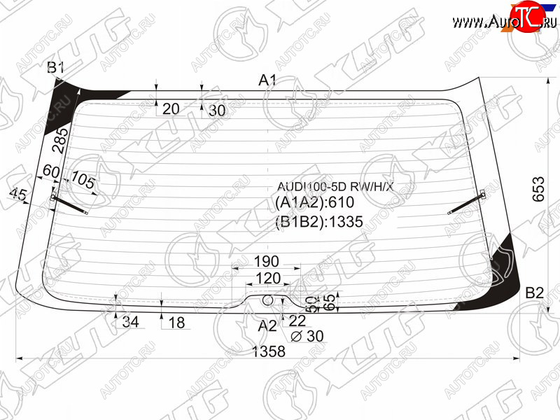 9 549 р. Стекло заднее (Цвет зеленый Обогрев) Audi A6 94-97  100 91-95 XYG AUDI100-5D RW/H/X  с доставкой в г. Воронеж