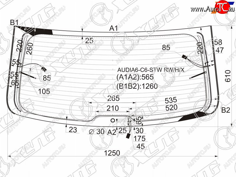9 549 р. Стекло заднее (Цвет зеленый Обогрев Антенна) Audi A6 04-10  A6 allroad quattro 06-12  S6 06-11 XYG AUDIA6-C6-STW RW/H/X  с доставкой в г. Воронеж