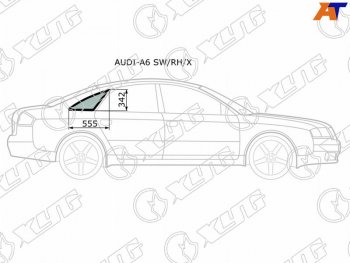 1 289 р. Стекло кузова боковое (не опускное) (Справа Цвет зеленый) Audi A6 97-05  S6 99-04 XYG AUDI-A6 SW/RH/X  с доставкой в г. Воронеж. Увеличить фотографию 1