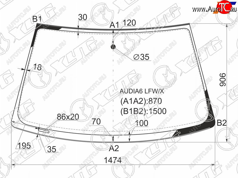 6 999 р. Стекло лобовое (Молдинг 4D SED) Audi A6 97-05 XYG AUDIA6 LFW/X  с доставкой в г. Воронеж