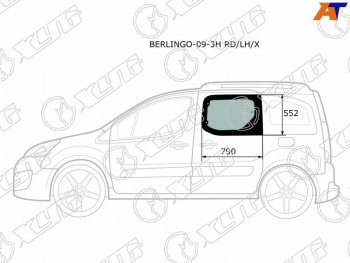 2 789 р. Стекло боковое опускное (Сзади Слева Цвет зеленый) Citroen Berlingo 08-22  Peugeot Partner 08-15 XYG BERLINGO-09-3H RD/LH/X  с доставкой в г. Воронеж. Увеличить фотографию 1
