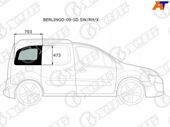 2 349 р. Стекло кузова боковое (не опускное) (Справа Цвет зеленый) Citroen Berlingo 08-22  Peugeot Partner XYG BERLINGO-09-5D SW/RH/X  с доставкой в г. Воронеж. Увеличить фотографию 1
