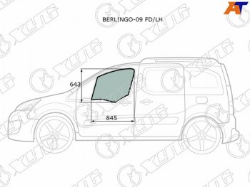3 079 р. Стекло боковое опускное (Спереди Слева Цвет зеленый) Citroen Berlingo 08-22  Peugeot Partner 08-1 XYG BERLINGO-09 FD/LH  с доставкой в г. Воронеж. Увеличить фотографию 1