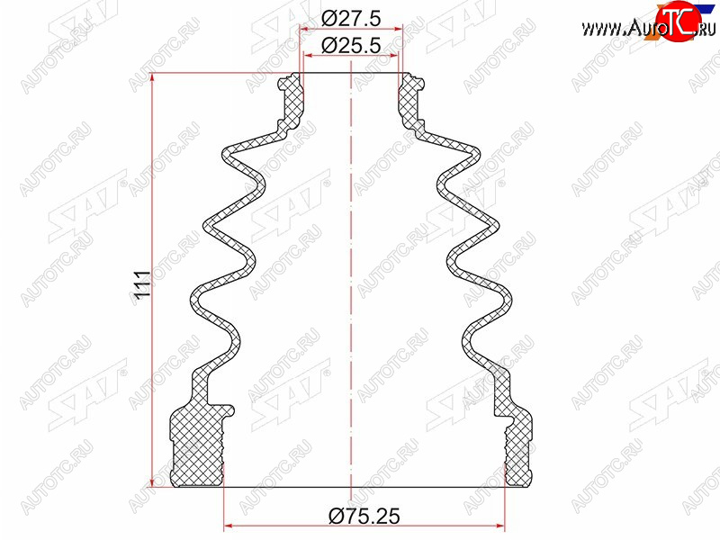 529 р. Пыльник шруса внутреннего LH TOYOTA ACV3#ACV40 NZT260ANE10ACUMCU2030ACM21ACR30AZR65 SAT C-1941T  с доставкой в г. Воронеж
