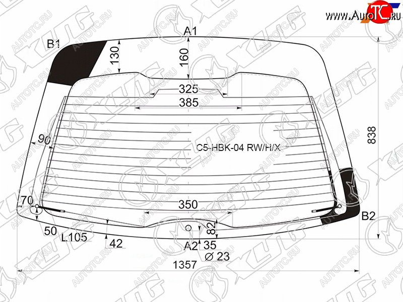 12 449 р. Стекло заднее (Цвет зеленый Обогрев) Citroen C5 04-08 XYG C5-HBK-04 RW/H/X  с доставкой в г. Воронеж