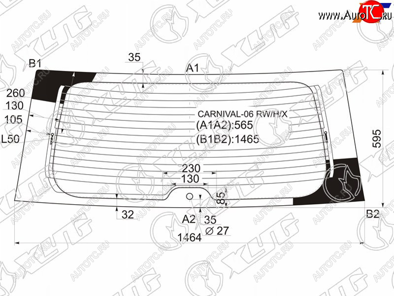 7 299 р. Стекло заднее (Цвет зеленый Обогрев) Kia Carnival 06-14  Hyundai Entourage 06-09 XYG CARNIVAL-06 RW/H/X  с доставкой в г. Воронеж
