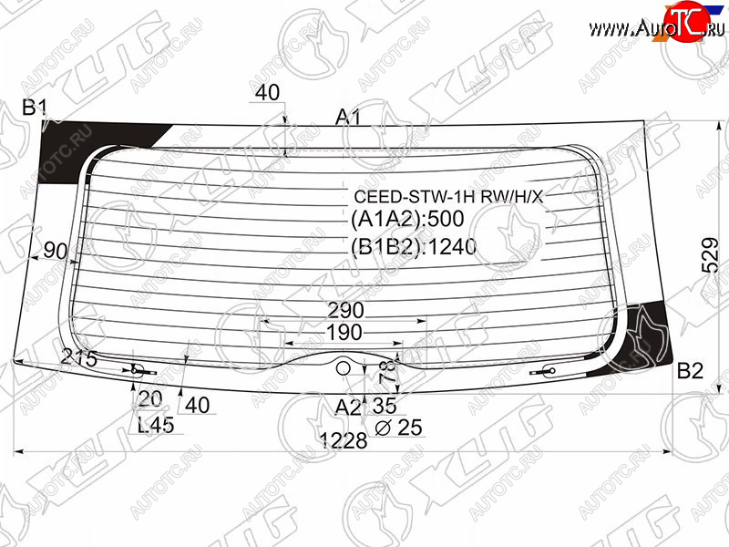 9 749 р. Стекло заднее (Цвет зеленый Обогрев 5D WGN) Kia Ceed 06-12 XYG CEED-STW-1H RW/H/X  с доставкой в г. Воронеж