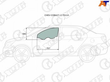 2 799 р. Стекло боковое опускное (Спереди Слева Цвет зеленый) Chevrolet Cobalt 13-  Ravon R4 16-20 XYG CHEV-COBALT-12 FD/LH  с доставкой в г. Воронеж. Увеличить фотографию 2