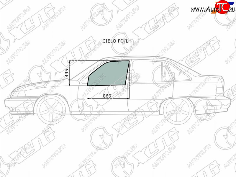 2 199 р. Стекло боковое опускное (Спереди Слева Цвет зеленый) Daewoo Nexia 94-16 XYG CIELO FD/LH  с доставкой в г. Воронеж