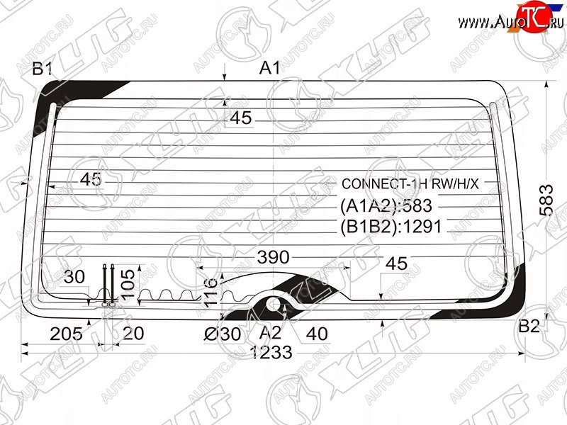 9 549 р. Стекло заднее (Цвет зеленый Обогрев) Ford Tourneo Connect 02-13 XYG CONNECT-1H RW/H/X  с доставкой в г. Воронеж