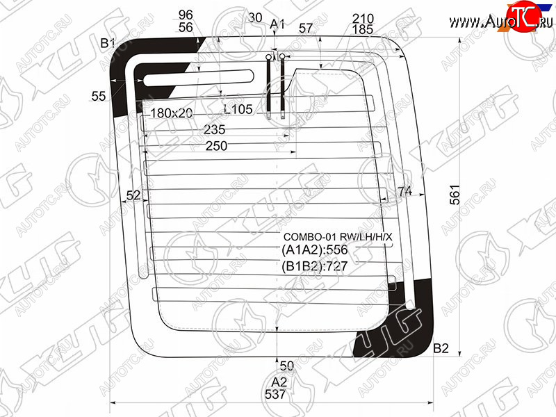 6 599 р. Стекло заднее (Цвет зеленый Обогрев) Opel Combo 01-11 XYG COMBO-01 RW/LH/H/X  с доставкой в г. Воронеж