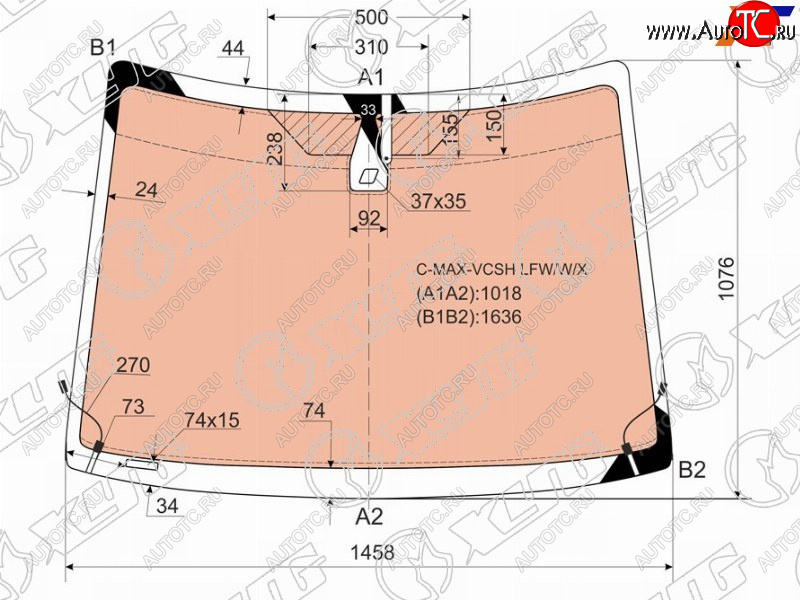 24 199 р. Стекло лобовое (Обогрев полный Датчик дождя) Ford C-MAX 03-10 XYG C-MAX-VCSH LFW/W/X  с доставкой в г. Воронеж