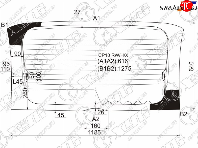 9 699 р. Стекло заднее (Цвет зеленый Обогрев) Toyota Funcargo 99-05  Yaris Verso 99-06 XYG CP10 RW/H/X  с доставкой в г. Воронеж