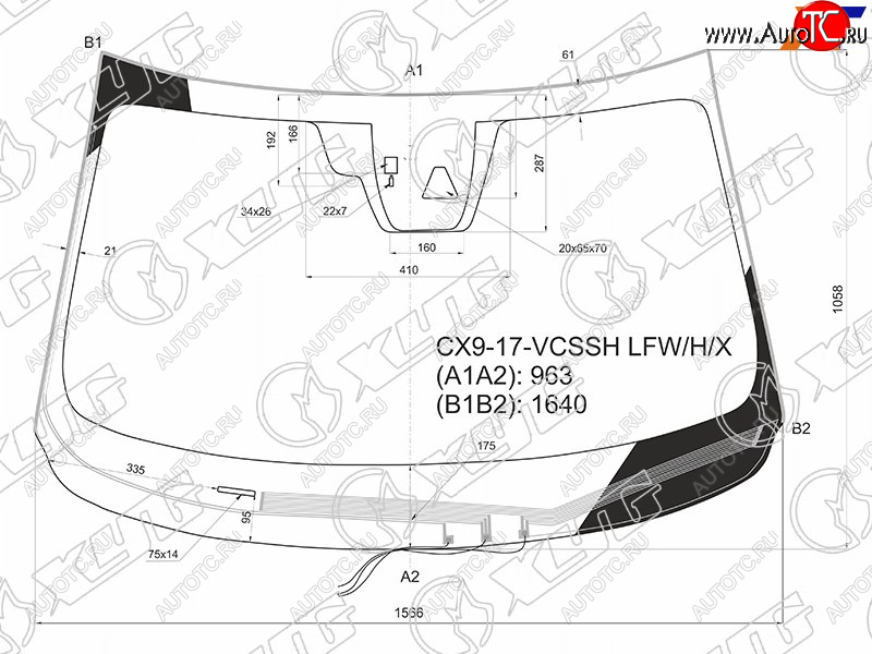 12 649 р. Стекло лобовое (Обогрев щеток Камера Датчик дождя Молдинг) Mazda CX-9 15-21 XYG CX9-17-VCSSH LFW/H/X  с доставкой в г. Воронеж