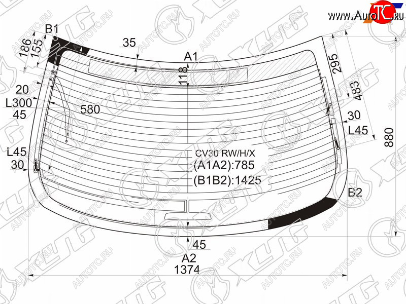 9 749 р. Стекло заднее (Цвет зеленый Обогрев Антенна) Lexus ES 01-06  Toyota Windom 01-06 XYG CV30 RW/H/X  с доставкой в г. Воронеж