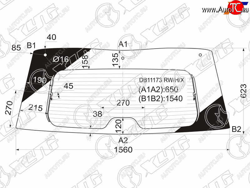 12 449 р. Стекло заднее (Цвет зеленый Обогрев) Chevrolet Tahoe 06-14  Cadillac Escalade 06-15  Chevrolet Su XYG DB11173 RW/H/X  с доставкой в г. Воронеж