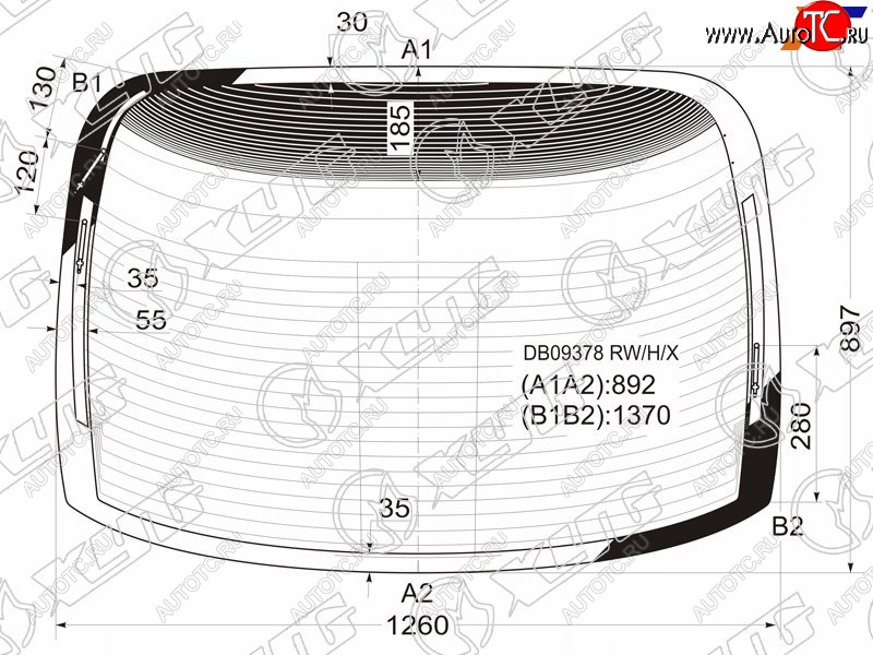 5 849 р. Стекло заднее (Цвет зеленый Обогрев Антенна) Chrysler 300M 98-04 XYG DB09378 RW/H/X  с доставкой в г. Воронеж