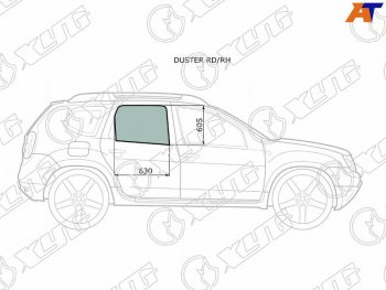 2 349 р. Стекло боковое опускное (Сзади Справа Цвет зеленый) Nissan Terrano 14-22  Renault Duster 10-21  XYG DUSTER RD/RH  с доставкой в г. Воронеж. Увеличить фотографию 1