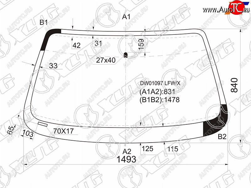 7 999 р. Стекло лобовое Ford Taurus 85-95 XYG DW01097 LFW/X  с доставкой в г. Воронеж
