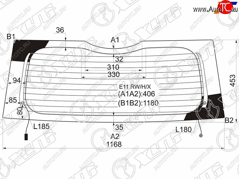 4 649 р. Стекло заднее (Цвет зеленый Обогрев) Nissan Note 05-13 XYG E11 RW/H/X  с доставкой в г. Воронеж