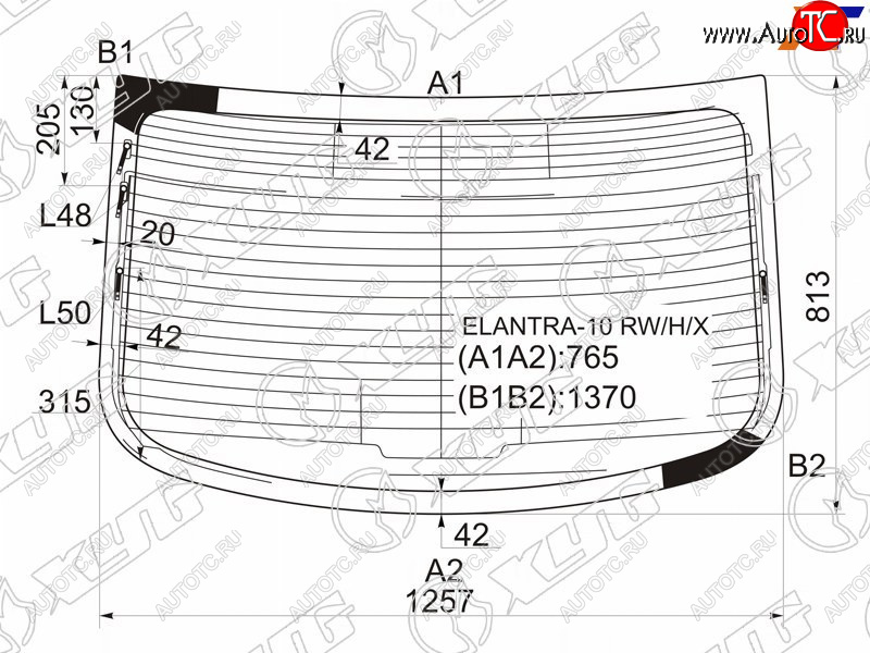 7 999 р. Стекло заднее (Цвет зеленый Обогрев Антенна) Hyundai Elantra 10-16  Avante 10-15 XYG ELANTRA-10 RW/H/X  с доставкой в г. Воронеж