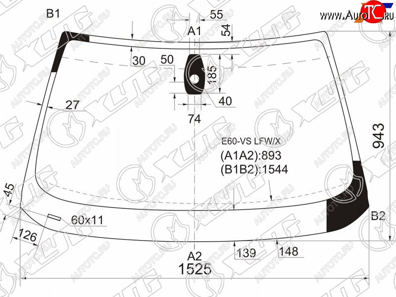 6 899 р. Стекло лобовое (Датчик дождя Круглый датчик дождя 4D SED5D WGN) XYG  BMW 5 серия ( E60,  E61) (2007-2010) седан рестайлинг, универсал рестайлинг  с доставкой в г. Воронеж