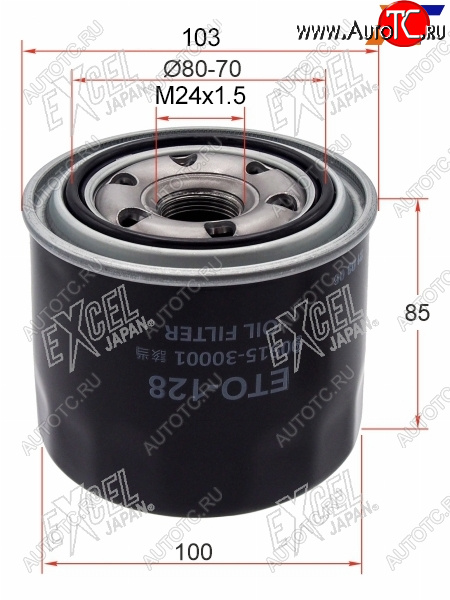 879 р. Фильтр масляный TOYOTA 1C,2C#,3C#,1N# 88- EXCEL JAPAN ETO-128  с доставкой в г. Воронеж