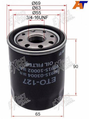 459 р. Фильтр масляный TOYOTA #AZF#,#GE,#GTE 90-                                                            EXCEL JAPAN ETO-127  с доставкой в г. Воронеж. Увеличить фотографию 1