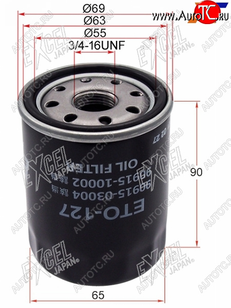 459 р. Фильтр масляный TOYOTA #AZF#,#GE,#GTE 90-                                                            EXCEL JAPAN ETO-127  с доставкой в г. Воронеж