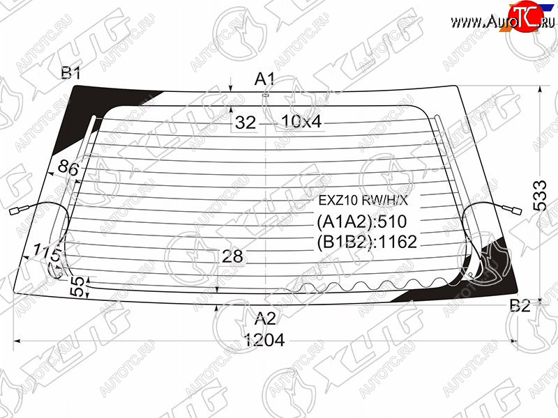 8 749 р. Стекло заднее (Цвет зеленый Обогрев) Toyota Raum 97-03 XYG EXZ10 RW/H/X  с доставкой в г. Воронеж