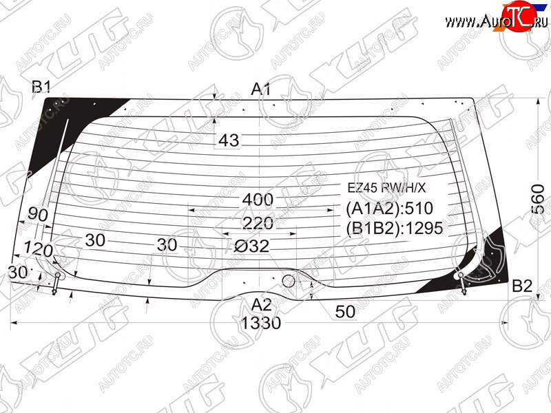 13 949 р. Стекло заднее (Цвет зеленый Обогрев) Mitsubishi Grandis 03-09 XYG EZ45 RW/H/X  с доставкой в г. Воронеж