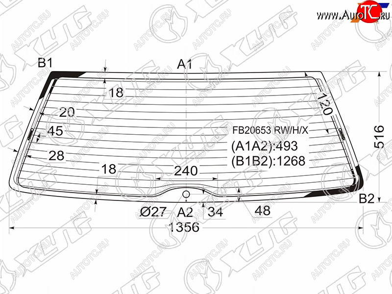 7 549 р. Стекло заднее (Цвет зеленый Обогрев) Volkswagen Passat 96-05 XYG FB20653 RW/H/X  с доставкой в г. Воронеж