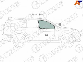 3 079 р. Стекло боковое опускное (Спереди Справа Цвет зеленый) Great Wall Hover 05-10  Hover H3 10-16  Ho XYG FD21368 FD/RH  с доставкой в г. Воронеж. Увеличить фотографию 1