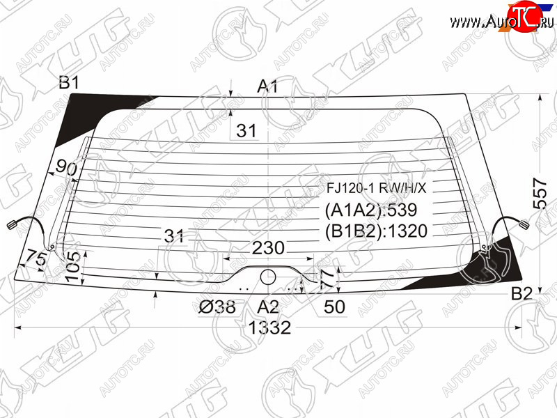 6 449 р. Стекло заднее (Цвет зеленый Обогрев) Toyota Land Cruiser Prado (J120) 02-09  Lexus GX 02-09 XYG FJ120-1 RW/H/X  с доставкой в г. Воронеж