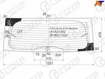 7 549 р. Стекло заднее (Цвет зеленый Обогрев) Ford Focus 04-11 XYG FOCUS-04-STW RW/H/X  с доставкой в г. Воронеж. Увеличить фотографию 1