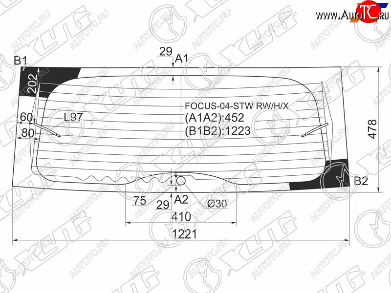 7 549 р. Стекло заднее (Цвет зеленый Обогрев) Ford Focus 04-11 XYG FOCUS-04-STW RW/H/X  с доставкой в г. Воронеж