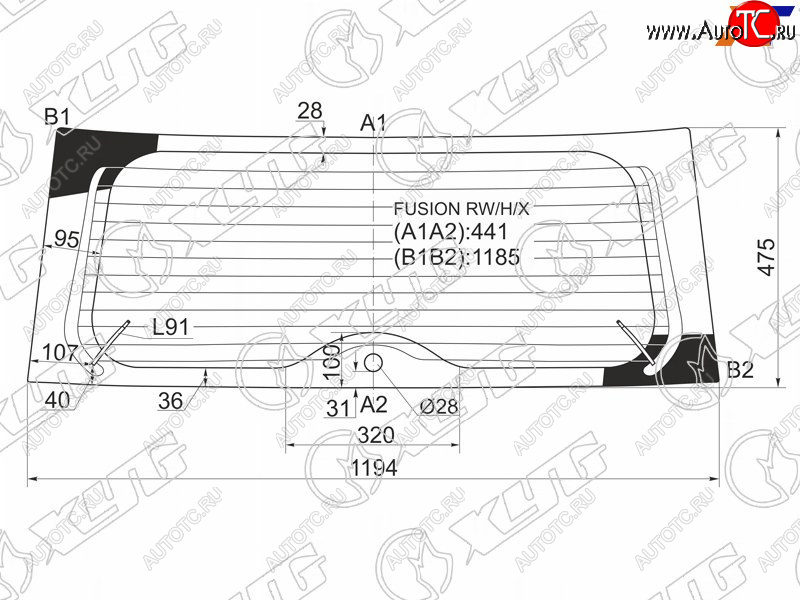 7 999 р. Стекло заднее (Цвет зеленый Обогрев) Ford Fusion 02-12 XYG FUSION RW/H/X  с доставкой в г. Воронеж