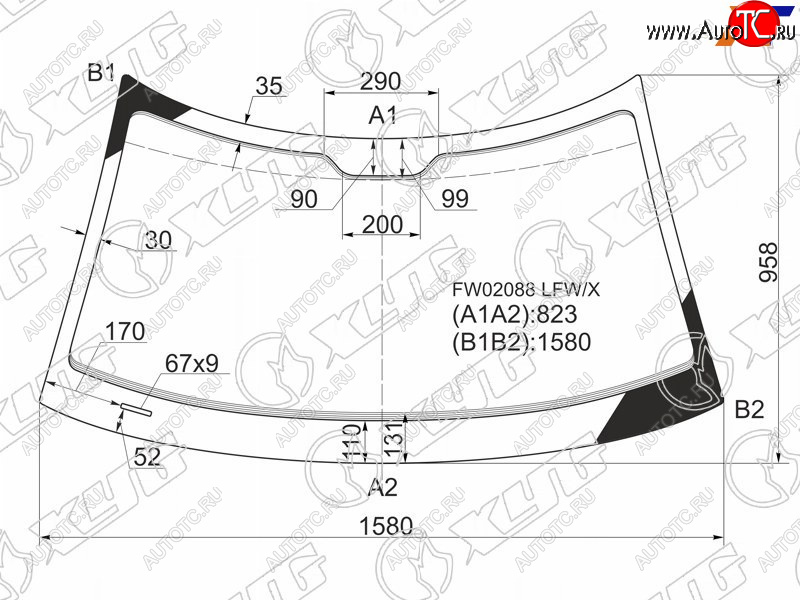 6 599 р. Стекло лобовое Saab 9-5 97-10 XYG FW02088 LFW/X  с доставкой в г. Воронеж