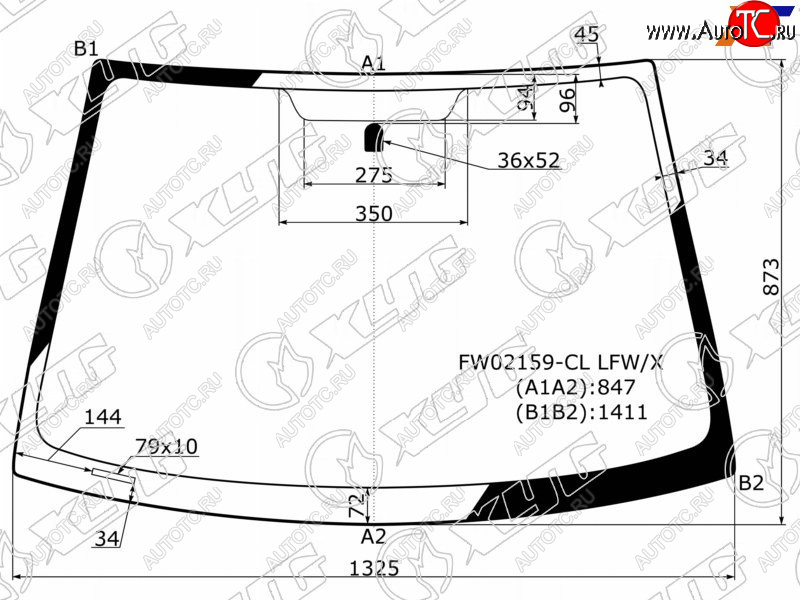 5 449 р. Стекло лобовое Toyota Vitz 99-05  Echo 99-05  Platz 99-05  Yaris 99-05 XYG FW02159-CL LFW/X  с доставкой в г. Воронеж