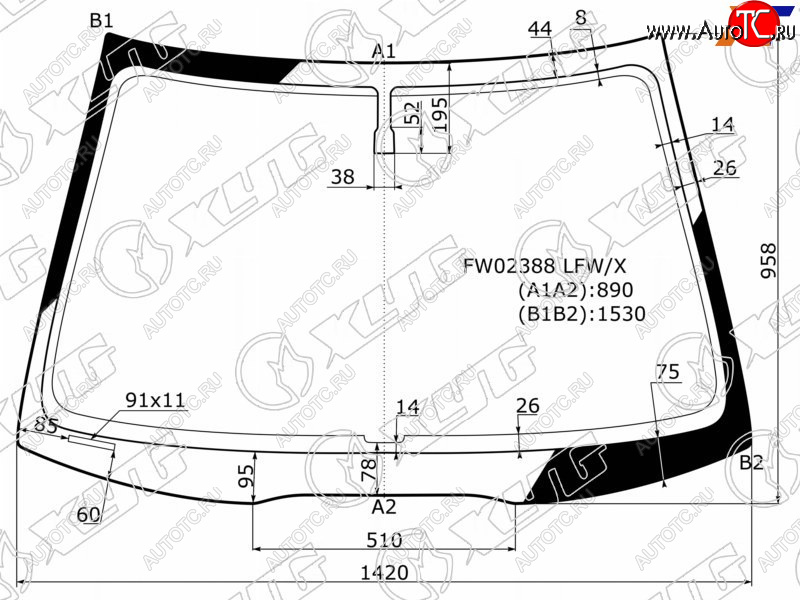 6 649 р. Стекло лобовое Honda Accord 02-08  Acura TSX 03-08 XYG FW02388 LFW/X  с доставкой в г. Воронеж